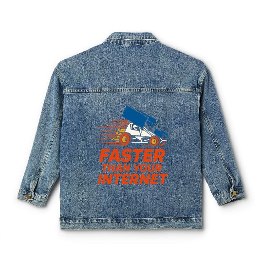 Sprint Car Racing Dirt Track Speed Oval Race Classic Women's Denim Jackets