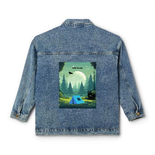 Respect the Locals – Wilderness Camping Warning Classic Women's Denim Jackets