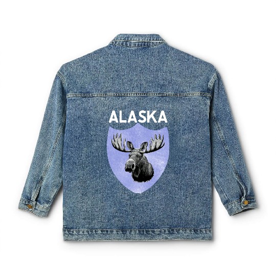 moose alaska nature lover Classic Women's Denim Jackets