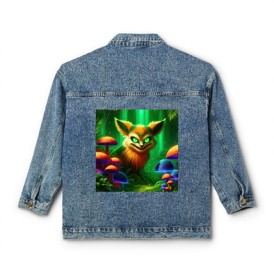 Demon Fox in Enchanted Forest – Fantasy Creature Classic Women's Denim Jackets