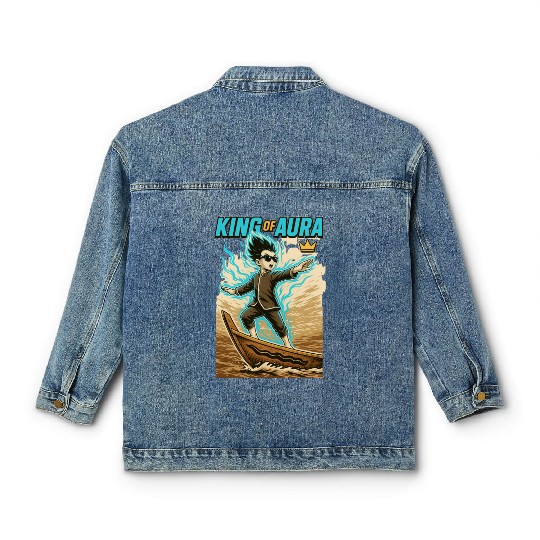 King of Aura, Pacu Jalur kid,Viral tiktok meme Classic Women's Denim Jackets