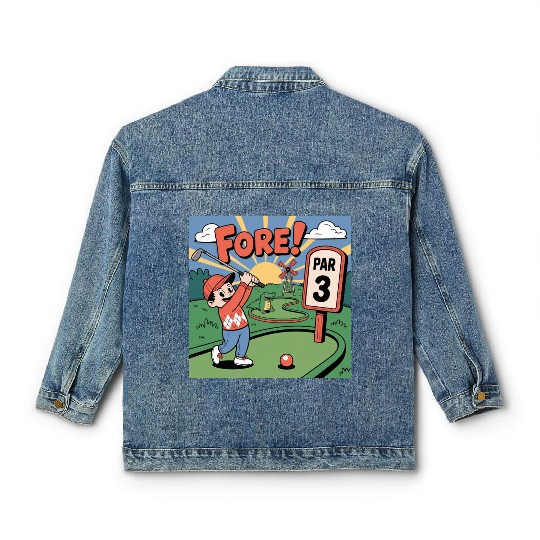 Mini Golf Retro Cartoon on Champion Unisex Classic Women's Denim Jackets