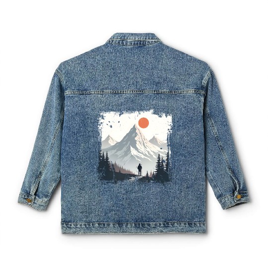 Serene Mountain Wilderness Scene Classic Women's Denim Jackets