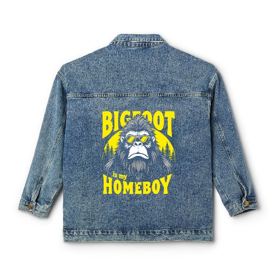 Bigfoot Is My Homeboy – Retro Sasquatch Classic Women's Denim Jackets