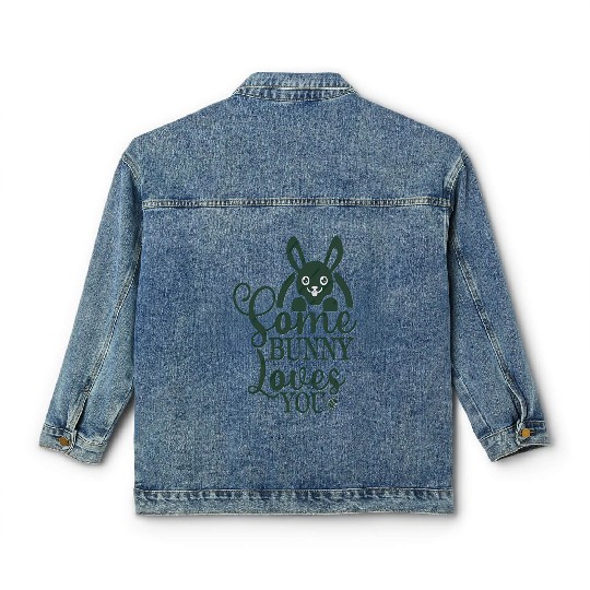 Bunny Loves You Sweet Playful Design Classic Women's Denim Jackets