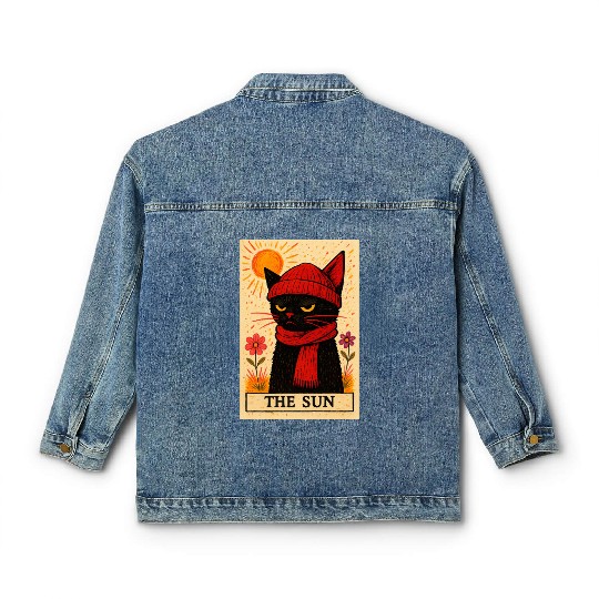 Grumpy Cat Tarot Card The Sun Classic Women's Denim Jackets