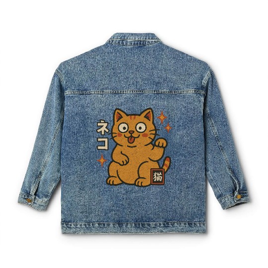 Lucky Cat Japanese Classic Women's Denim Jackets