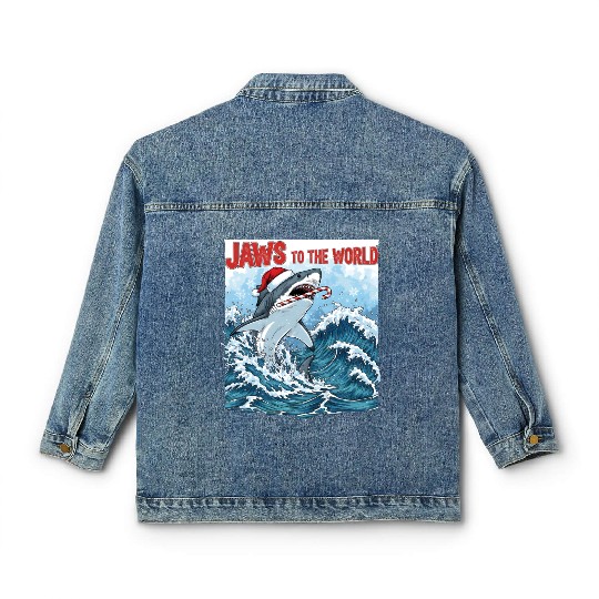 Jaws to the World – Christmastime Shark Attack Classic Women's Denim Jackets