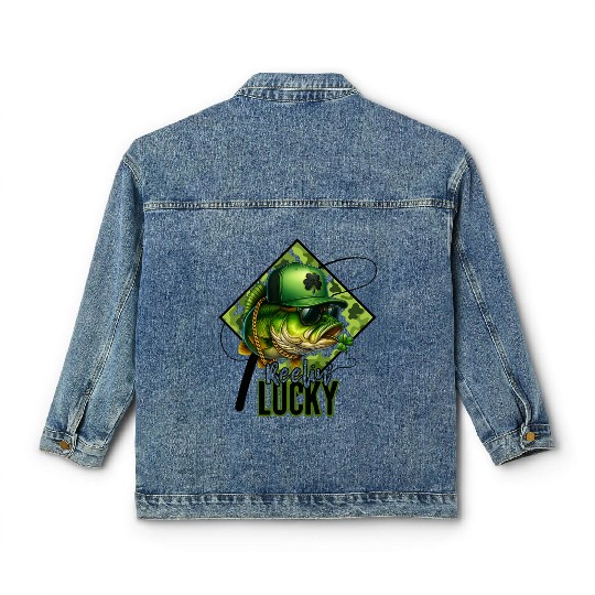 Reelin' Lucky Bass Fish Classic Women's Denim Jackets