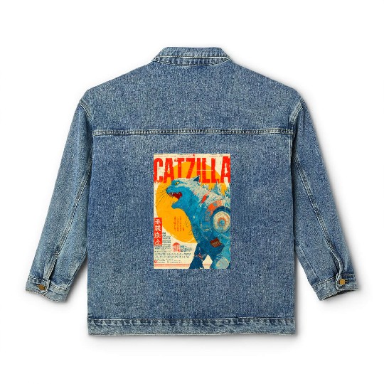 Catzilla Retro Movie Poster Classic Women's Denim Jackets