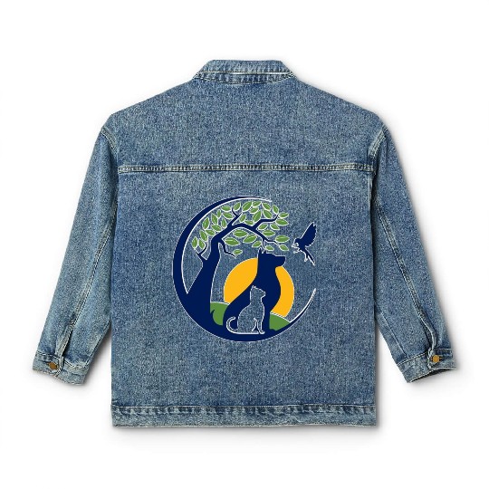 Serene Wilderness Canine and Feline Scene Classic Women's Denim Jackets