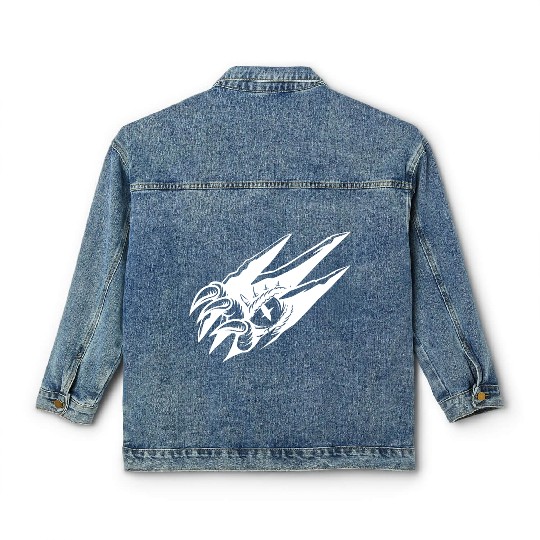 Dragon Eye Claw Rip White Outline Classic Women's Denim Jackets