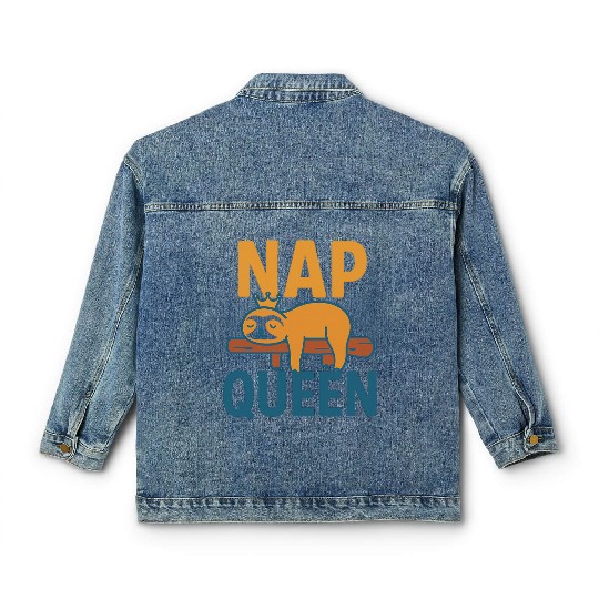 Sleepy Sloth Crown Classic Women's Denim Jackets Design