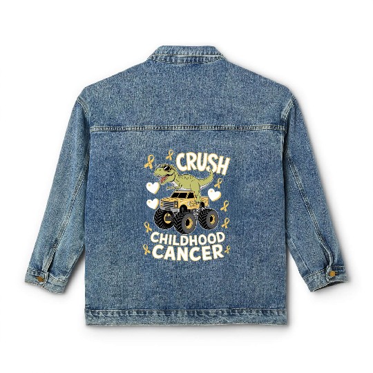 Dino Monster Truck Fight Against Childhood Cancer Classic Women's Denim Jackets