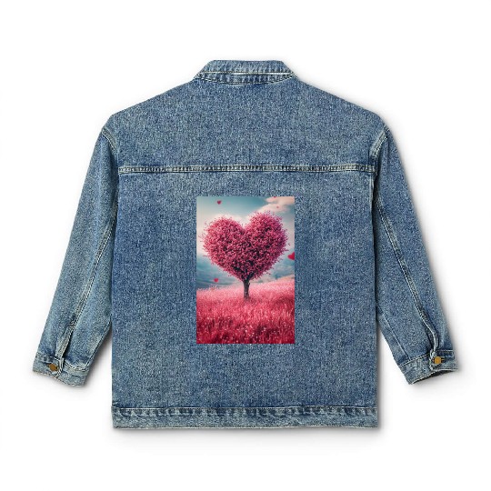 Romantic Heart Tree in Bloom Classic Women's Denim Jackets