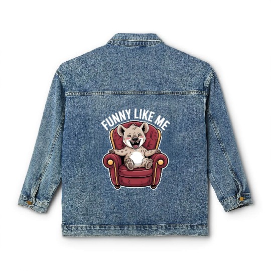 Funny Hyena Cub on Throne Classic Women's Denim Jackets
