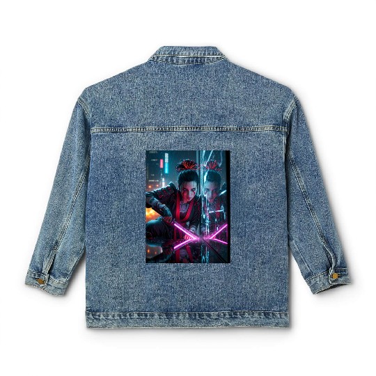 Cyberpunk Samurai Girl Classic Women's Denim Jackets