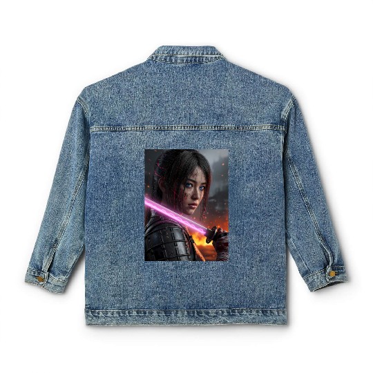 Cyberpunk Samurai Girl Classic Women's Denim Jackets