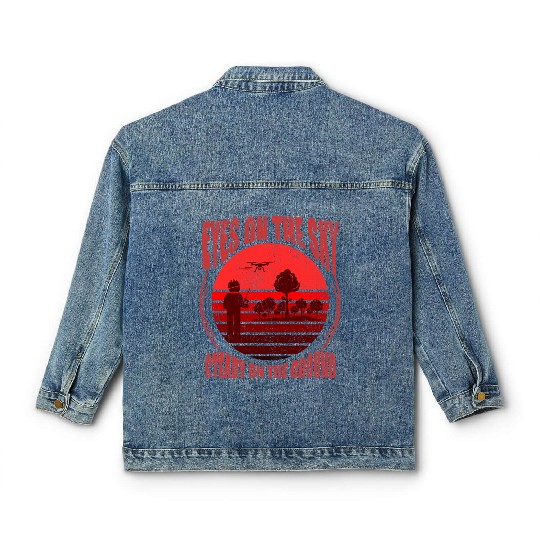 EYES ON THE SKY, MAP DRONE Classic Women's Denim Jackets