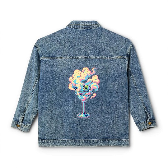 Vaporwave Martini Cocktail Dreams Classic Women's Denim Jackets
