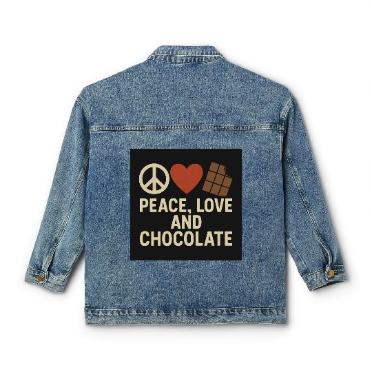 Peace Love and Chocolate Quote Design Classic Women's Denim Jackets