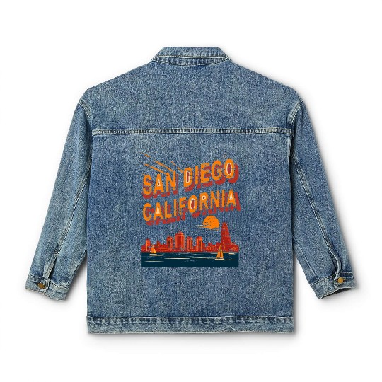 San Diego Skyline, California Classic Women's Denim Jackets