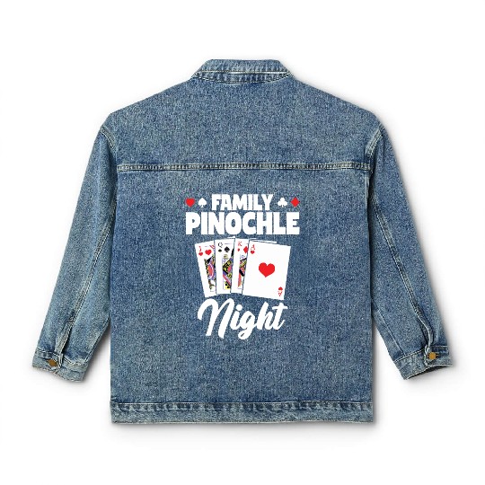 Family Pinochle Night Melding Card Game Classic Women's Denim Jackets