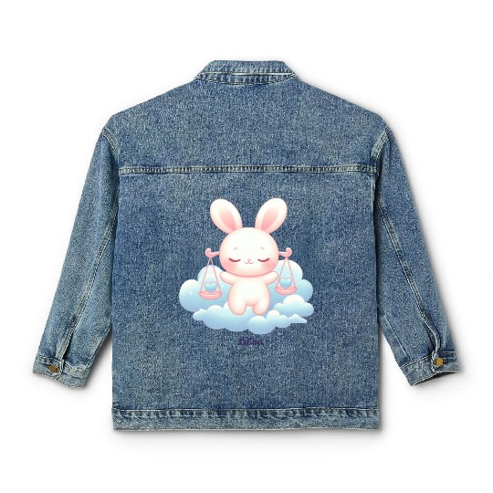 Sweet Bunny Libra Illustration Classic Women's Denim Jackets