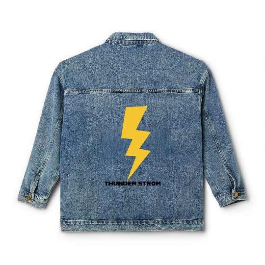 Dynamic Yellow Lightning Bolt Design Classic Women's Denim Jackets