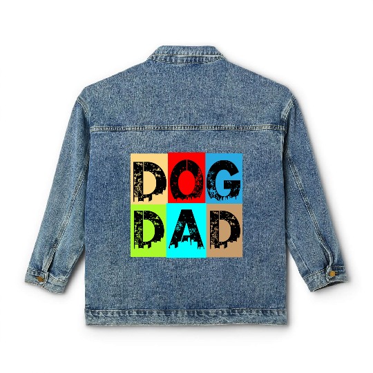 Dog Dad – Colorful Retro Pet Lover Design Classic Women's Denim Jackets