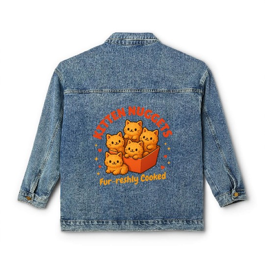 Cute Kitten Nuggets – Funny Food Cat Classic Women's Denim Jackets