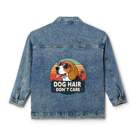 Humorous Dog Hair Don't Care Sunset Design Classic Women's Denim Jackets