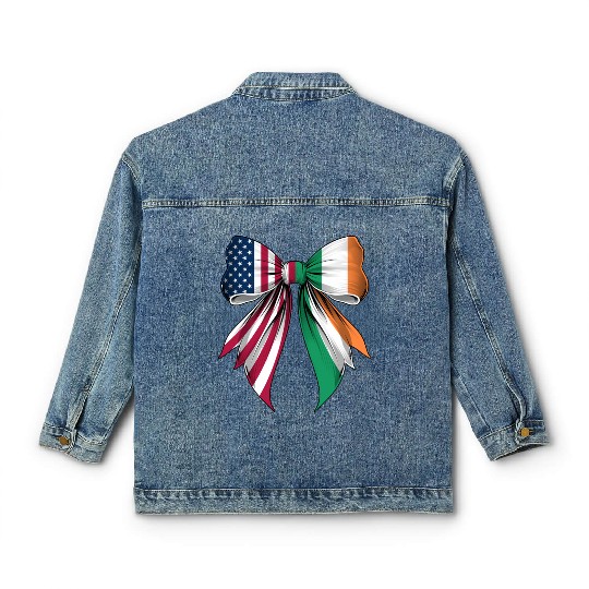 Coquette Bow Ireland Roots Heritage Irish Pride Classic Women's Denim Jackets