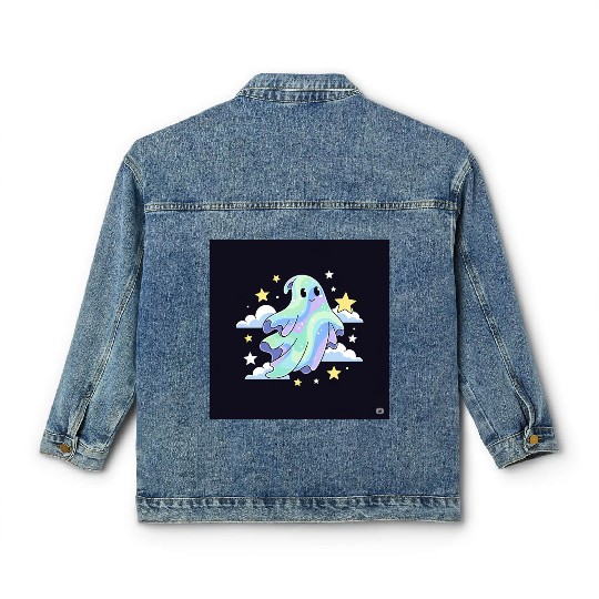 Whimsical Ghost in Dreamscape 1 Classic Women's Denim Jackets