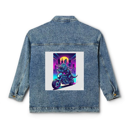 Futuristic Rhinoceros Cyber Ride Classic Women's Denim Jackets