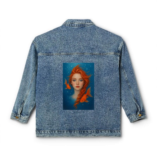 Underwater Redhead with Goldfish Classic Women's Denim Jackets