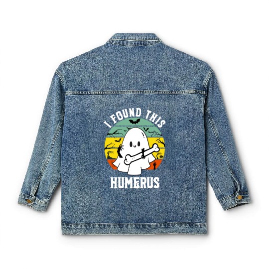 Funny Ghost Pun I Found This Humerus Halloween Classic Women's Denim Jackets