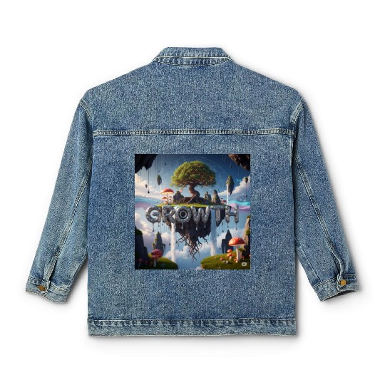 Floating Island Growth Illustration Classic Women's Denim Jackets