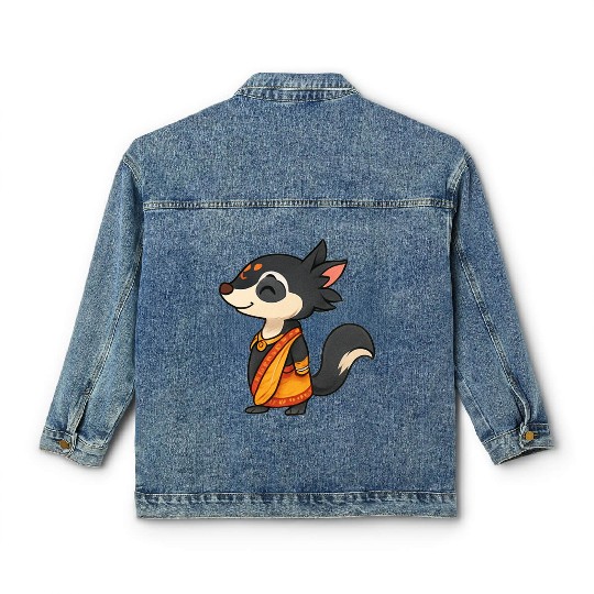 Adorable Animal Character in Vibrant Attire Classic Women's Denim Jackets