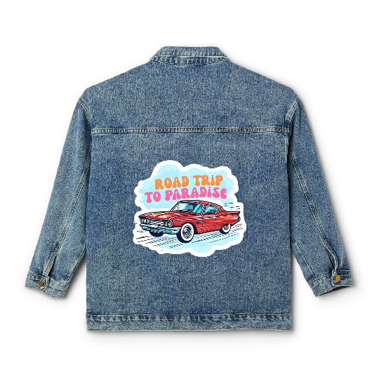 Vintage Classic Car Road Trip Design Classic Women's Denim Jackets