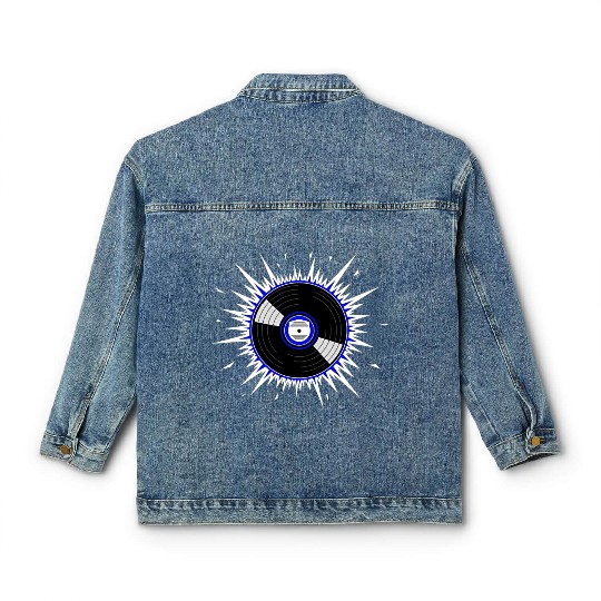 Vinyl Record Starburst Design Classic Women's Denim Jackets