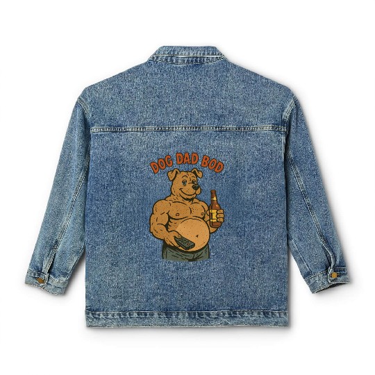 Humorous Muscular Dog Dad Classic Women's Denim Jackets