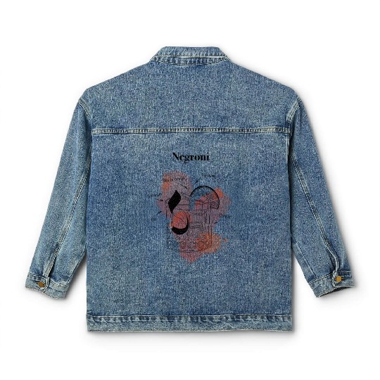 Negroni Cocktail Illustration Classic Hand-Drawn Classic Women's Denim Jackets