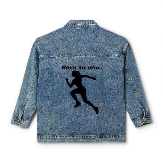 Empowering Born to Win Text Design Classic Women's Denim Jackets