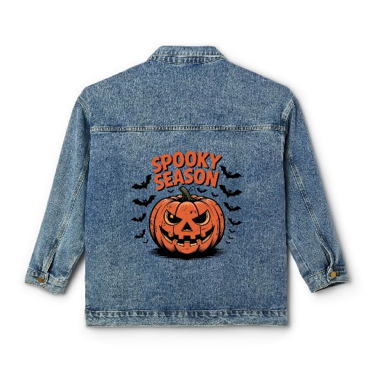 Spooky Season Pumpkin Classic Women's Denim Jackets