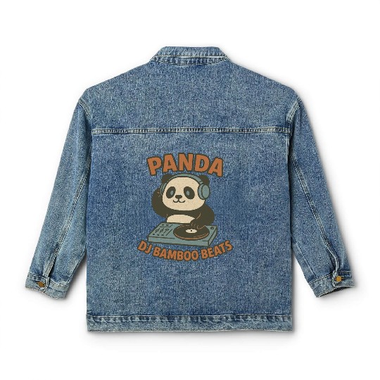 Panda DJ Bamboo Beats Illustration Classic Women's Denim Jackets