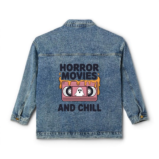 Spooky Ghost VHS Tape Chill Design Classic Women's Denim Jackets