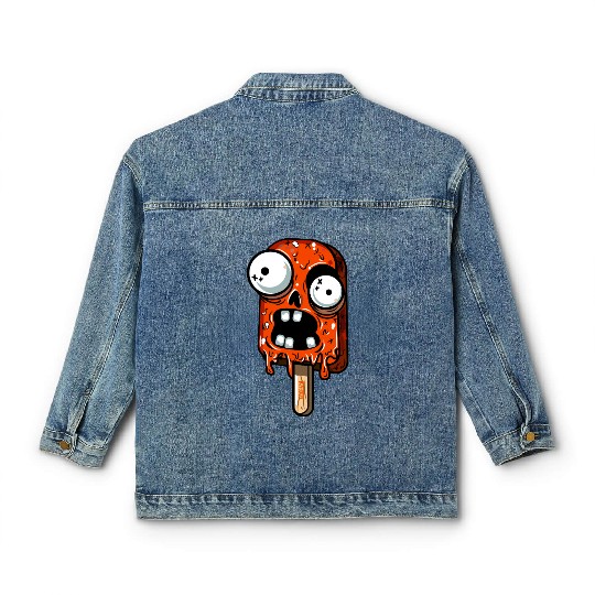 ice cream zombie 02 Orange grunge sour scream Pop Classic Women's Denim Jackets