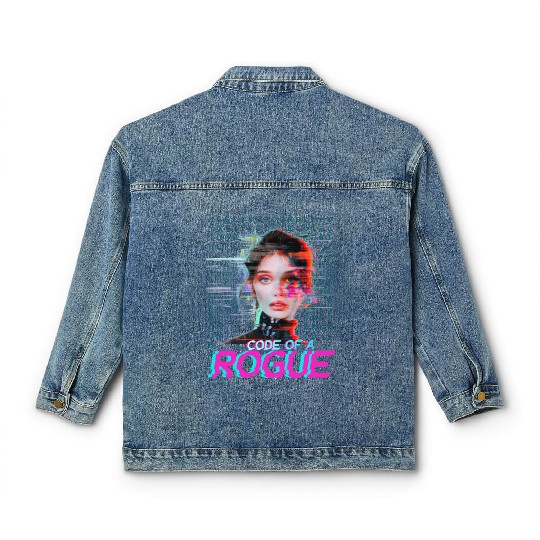 Futuristic Digital Rogue Illustration Classic Women's Denim Jackets