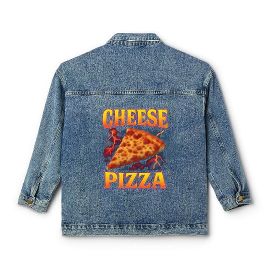 Cheese Pizza Favorite Food Weird 90s Cheese Pizza Classic Women's Denim Jackets
